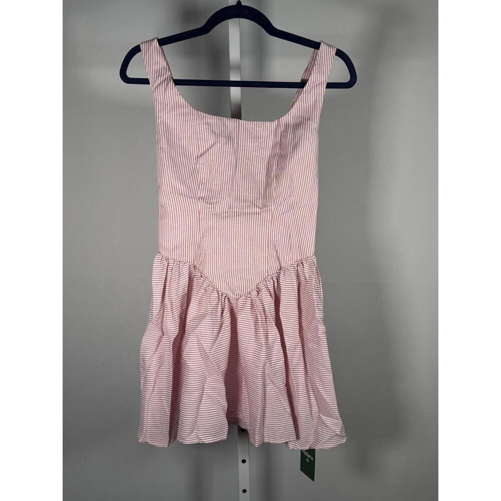 NWT Halara Pink Striped Ruffle Mini Dress Size XS - Picture 2 of 6